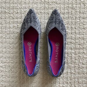 Rothy’s snake skin pointed toe flats